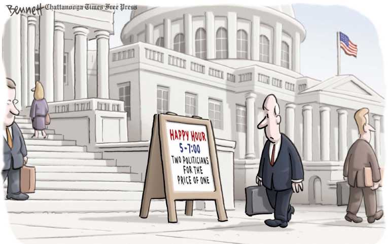 Political/Editorial Cartoon by Clay Bennett, Chattanooga Times Free Press on Capitalism Defeats Democracy