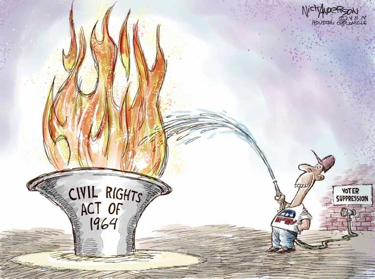 Political/Editorial Cartoon by Nick Anderson, Houston Chronicle on GOP Pushes Voting Restrictions