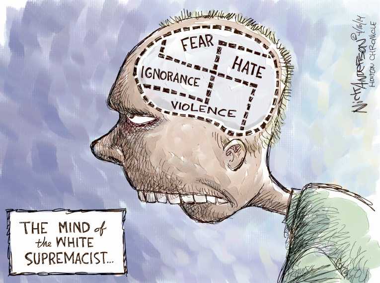 Political/Editorial Cartoon by Nick Anderson, Houston Chronicle on Hate Crimes on the Rise
