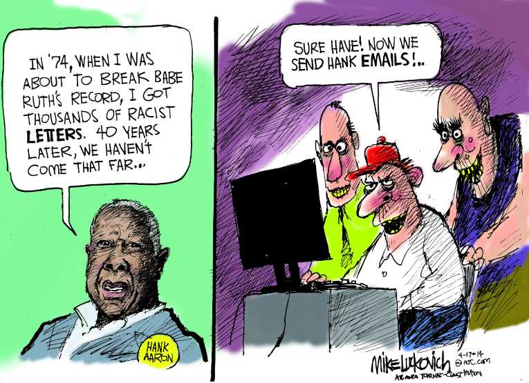 Political/Editorial Cartoon by Mike Luckovich, Atlanta Journal-Constitution on Hate Crimes on the Rise