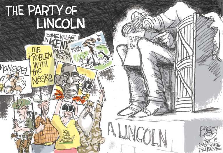 Political/Editorial Cartoon by Pat Bagley, Salt Lake Tribune on Far Right Growing Bolder