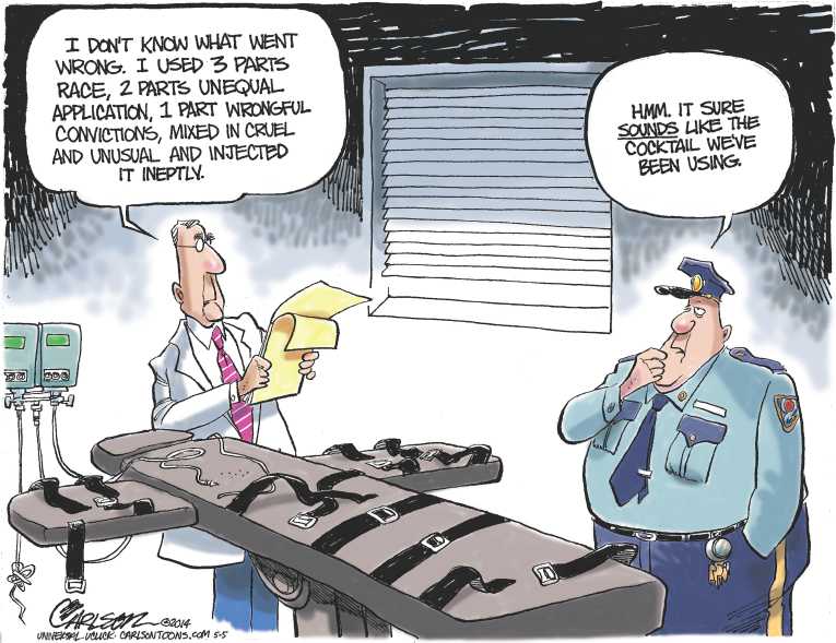 Political/Editorial Cartoon by Stuart Carlson on Execution Poorly Executed
