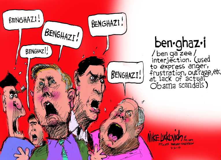 Political/Editorial Cartoon by Mike Luckovich, Atlanta Journal-Constitution on Republicans Outraged Over Benghazi