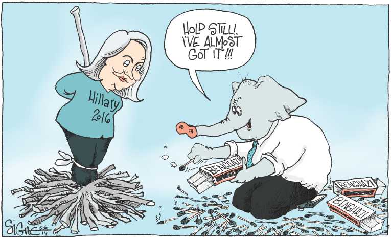 Political/Editorial Cartoon by Signe Wilkinson, Philadelphia Daily News on Republicans Outraged Over Benghazi