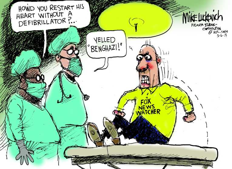 Political/Editorial Cartoon by Mike Luckovich, Atlanta Journal-Constitution on Republicans Outraged Over Benghazi