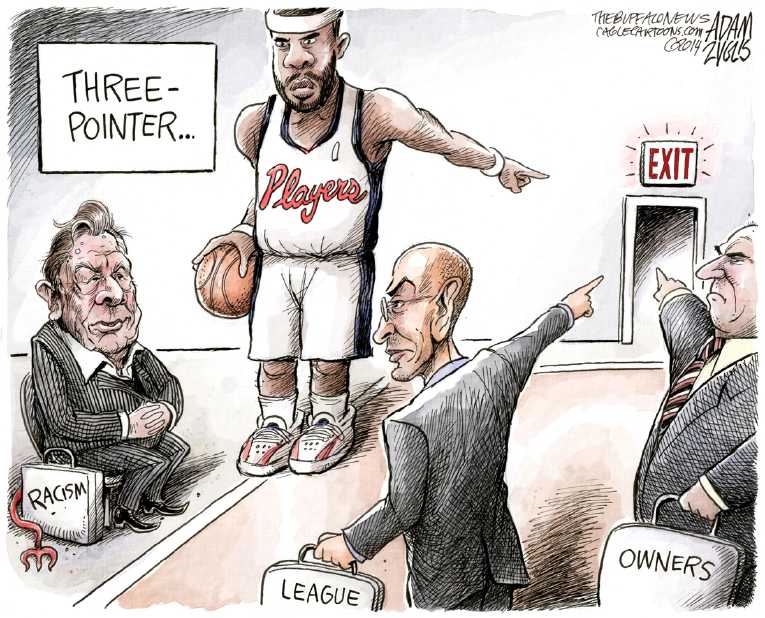 Political/Editorial Cartoon by Adam Zyglis, The Buffalo News on Sterling Fired by NBA