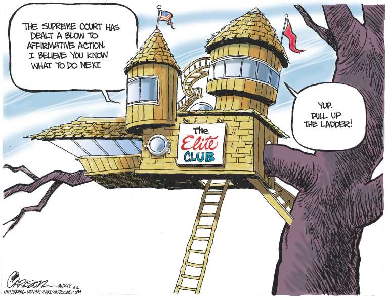 Political/Editorial Cartoon by Stuart Carlson on Supreme Court Splits 5-4 Again