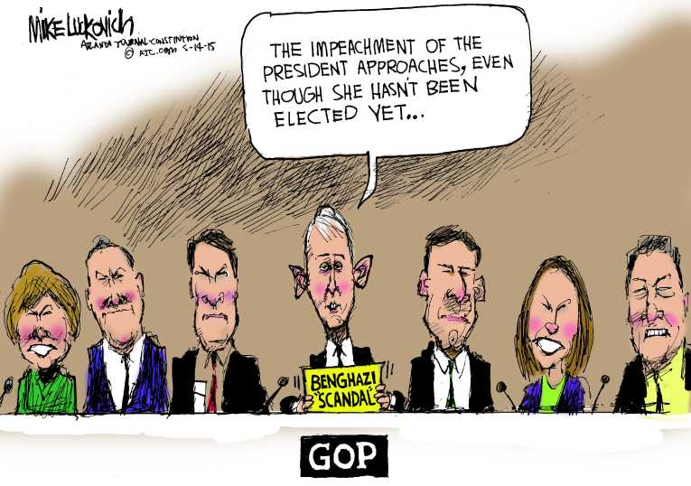Political/Editorial Cartoon by Mike Luckovich, Atlanta Journal-Constitution on Republicans Outraged