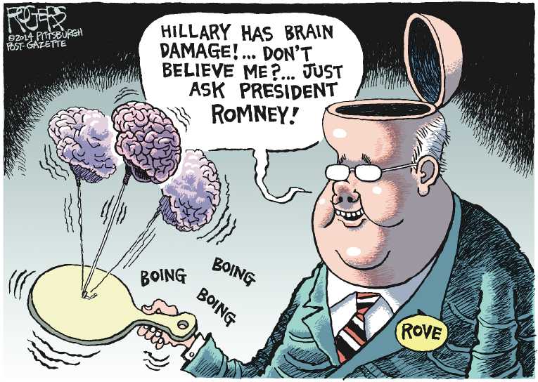 Political/Editorial Cartoon by Rob Rogers, The Pittsburgh Post-Gazette on Rove Alleges Brain Damage