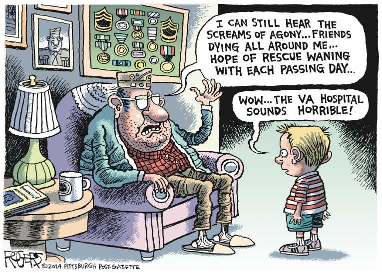 Political/Editorial Cartoon by Rob Rogers, The Pittsburgh Post-Gazette on US Abusing Veterans
