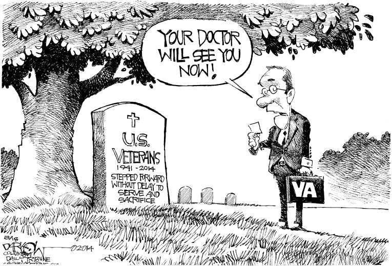 Political/Editorial Cartoon by John Darkow, Columbia Daily Tribune, Missouri on US Abusing Veterans