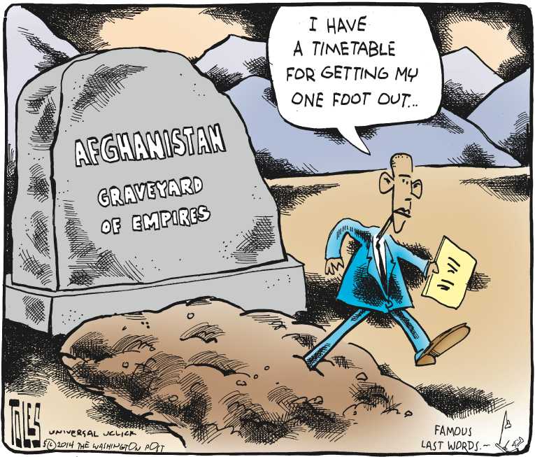 Political/Editorial Cartoon by Tom Toles, Washington Post on Obama Announces Afghanistan Plans