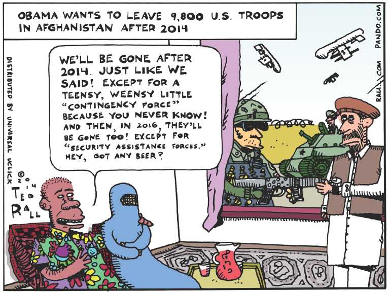 Political/Editorial Cartoon by Ted Rall on Obama Announces Afghanistan Plans