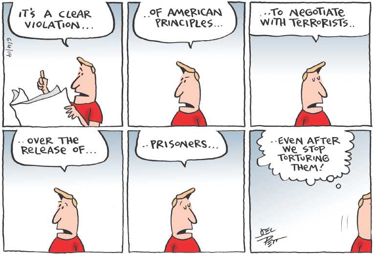 Political/Editorial Cartoon by Joel Pett, Lexington Herald-Leader, CWS/CartoonArts Intl. on Prisoner Swap Gets American Home