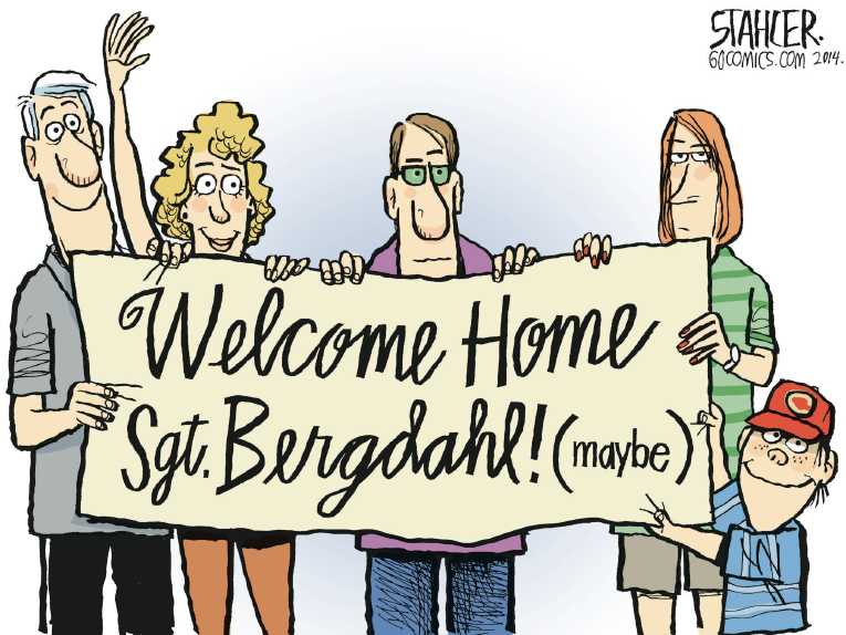 Political/Editorial Cartoon by Jeff Stahler on Prisoner Swap Gets American Home