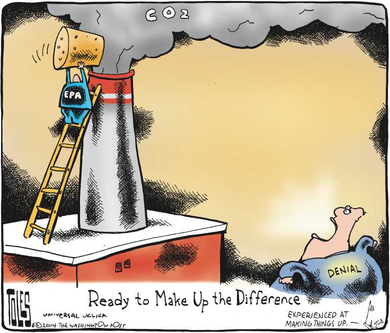 Political/Editorial Cartoon by Tom Toles, Washington Post on EPA Raises Emissions Standards
