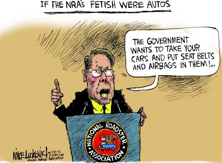 Political/Editorial Cartoon by Mike Luckovich, Atlanta Journal-Constitution on Questions Remain After Killings