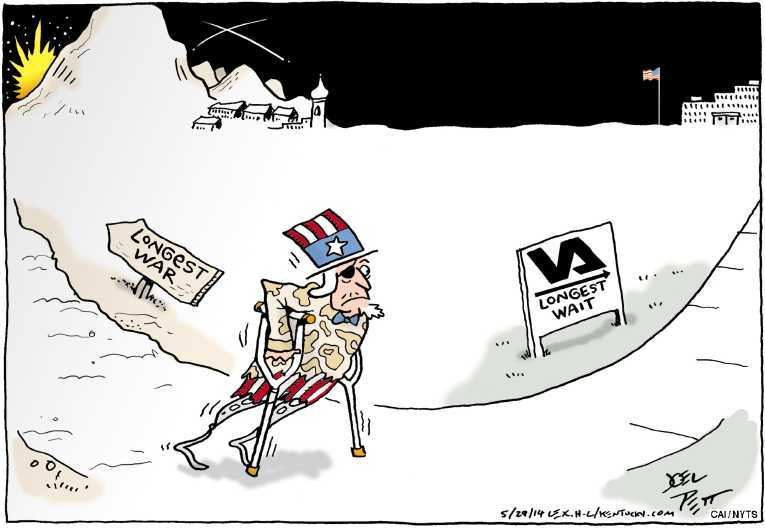 Political/Editorial Cartoon by Joel Pett, Lexington Herald-Leader, CWS/CartoonArts Intl. on VA Head Shinseki Resigns