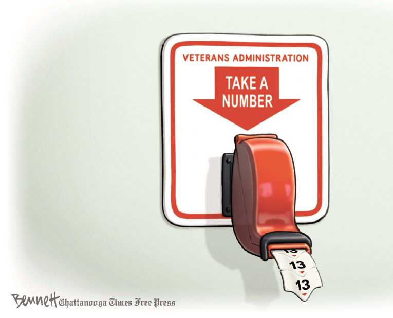 Political/Editorial Cartoon by Clay Bennett, Chattanooga Times Free Press on VA Head Shinseki Resigns