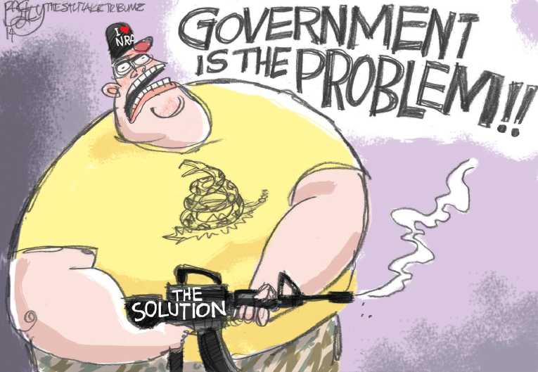 Political/Editorial Cartoon by Pat Bagley, Salt Lake Tribune on 2 Dead in School Shootings