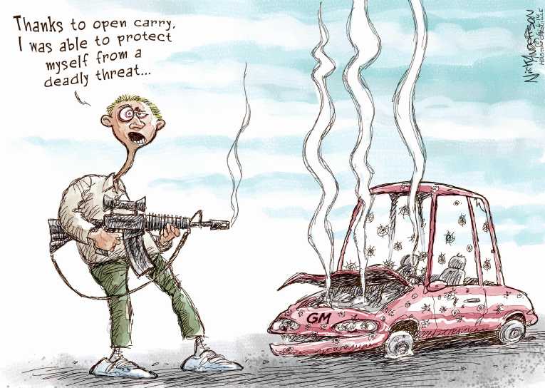 Political/Editorial Cartoon by Nick Anderson, Houston Chronicle on 2 Dead in School Shootings
