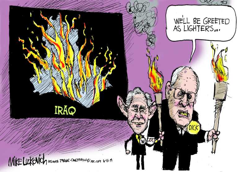 Political/Editorial Cartoon by Mike Luckovich, Atlanta Journal-Constitution on Rebels Advance in Iraq