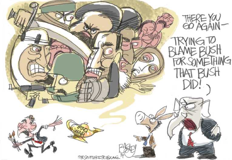 Political/Editorial Cartoon by Pat Bagley, Salt Lake Tribune on Rebels Advance in Iraq
