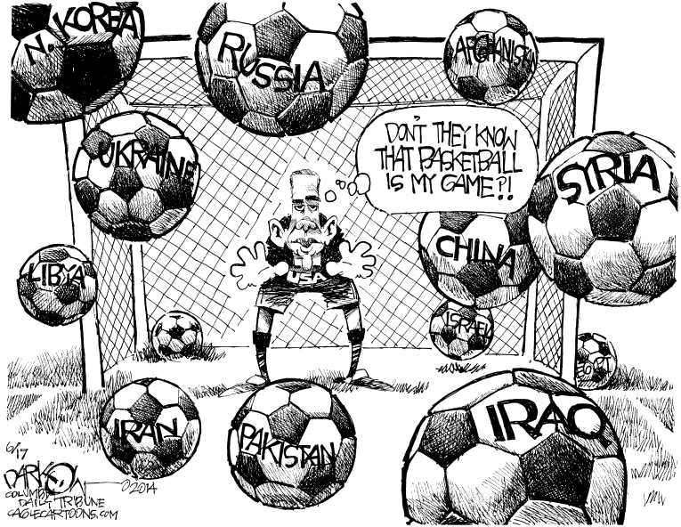 Political/Editorial Cartoon by John Darkow, Columbia Daily Tribune, Missouri on Obama Too Slow, Critics Charge