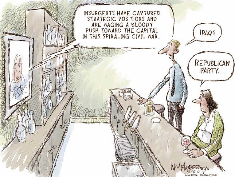 Political/Editorial Cartoon by Nick Anderson, Houston Chronicle on GOP Jolts Farther Right