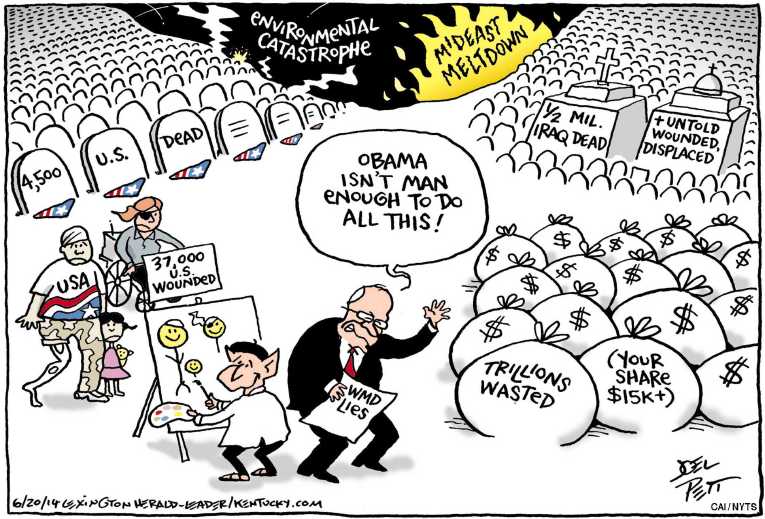 Political/Editorial Cartoon by Joel Pett, Lexington Herald-Leader, CWS/CartoonArts Intl. on Cheney Blasts President