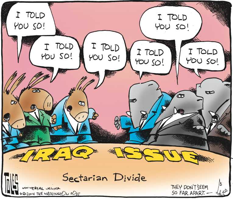 Political/Editorial Cartoon by Tom Toles, Washington Post on Iraq Disintegrating