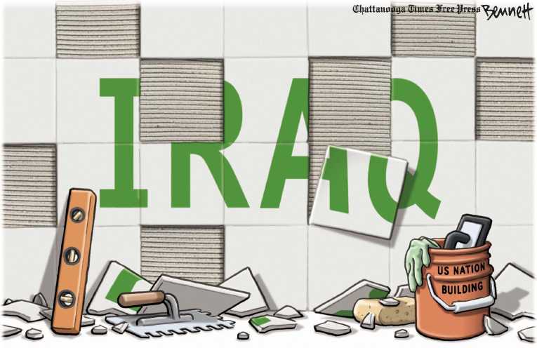 Political/Editorial Cartoon by Clay Bennett, Chattanooga Times Free Press on Iraq Disintegrating