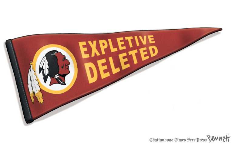 Political/Editorial Cartoon by Clay Bennett, Chattanooga Times Free Press on “Redskins” Under Attack