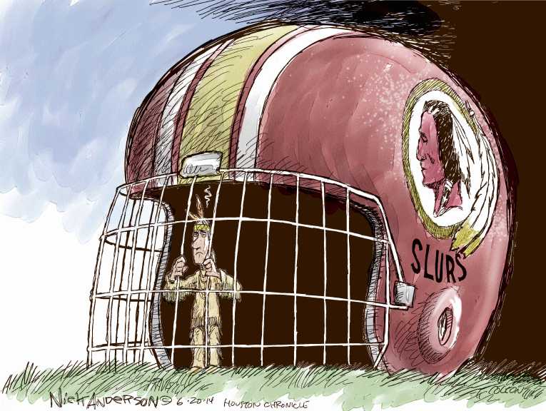 Political/Editorial Cartoon by Nick Anderson, Houston Chronicle on “Redskins” Under Attack