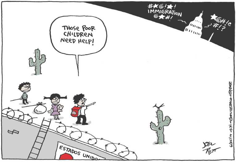 Political/Editorial Cartoon by Joel Pett, Lexington Herald-Leader, CWS/CartoonArts Intl. on Immigration Battle Heating Up