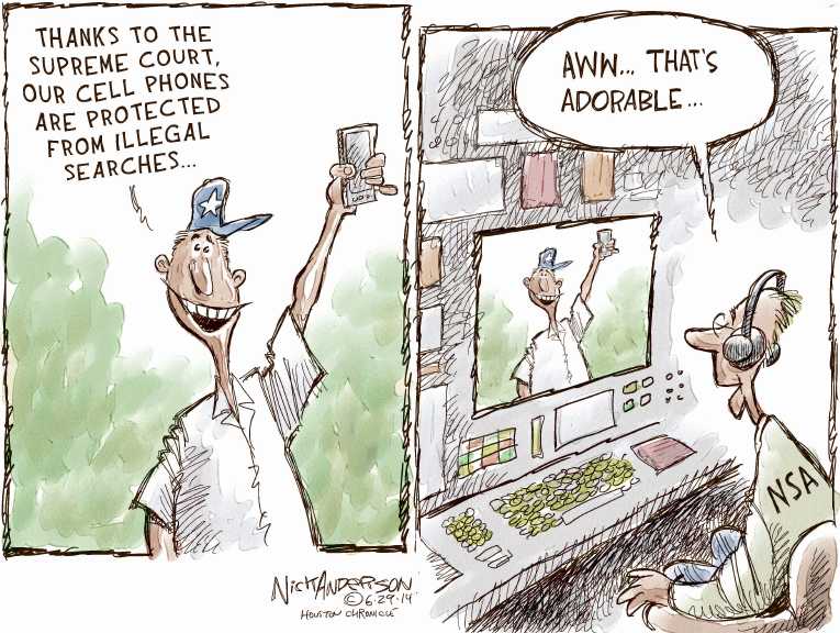 Political/Editorial Cartoon by Nick Anderson, Houston Chronicle on Big Win for Privacy