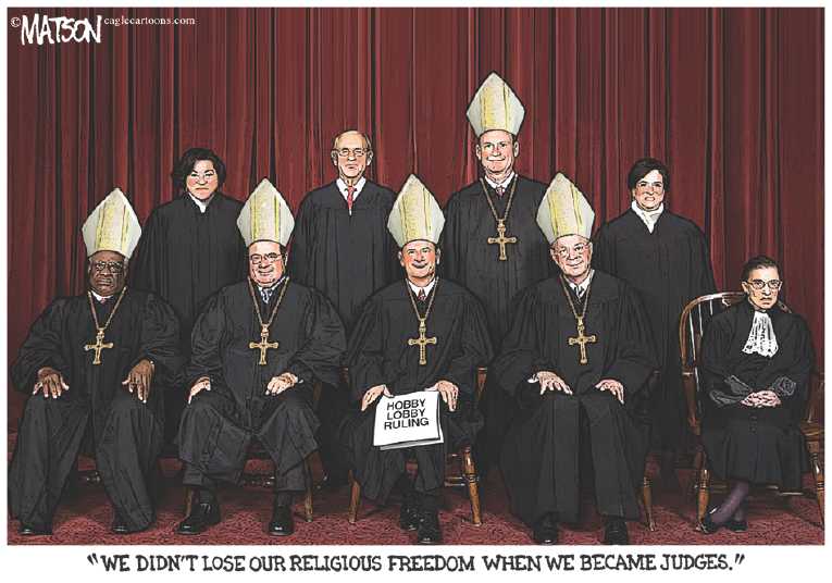 Political/Editorial Cartoon by RJ Matson, Cagle Cartoons on Another 5-4 Supreme Court Decision