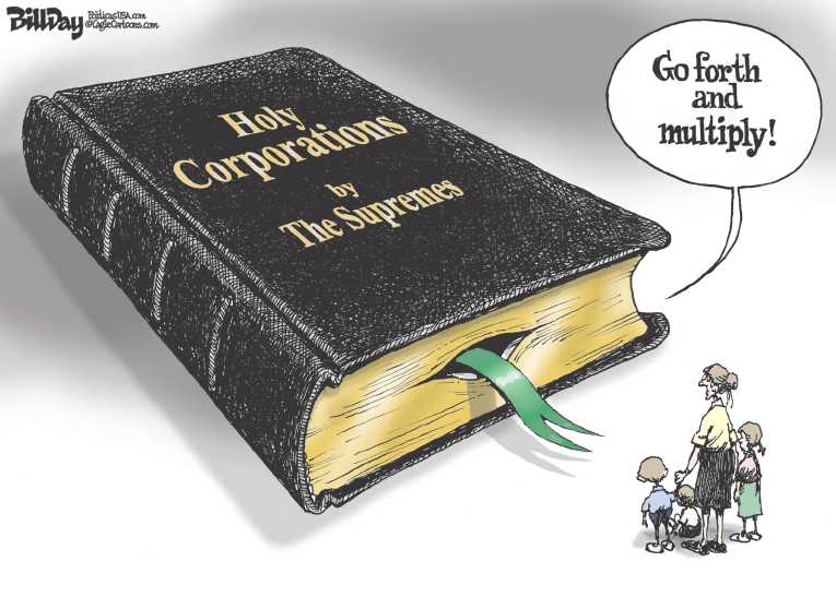 Political/Editorial Cartoon by Bill Day, Cagle Cartoons on Another 5-4 Supreme Court Decision