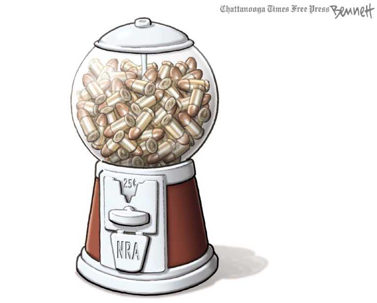 Political/Editorial Cartoon by Clay Bennett, Chattanooga Times Free Press on Dozens Shot in Chicago