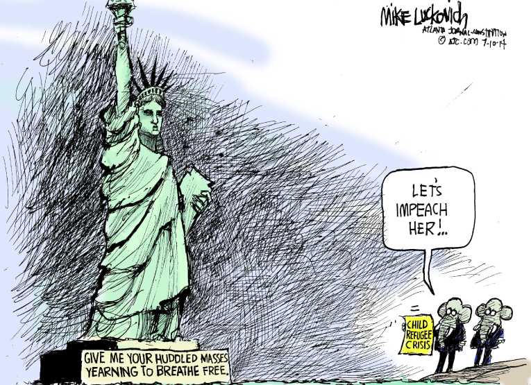 Political/Editorial Cartoon by Mike Luckovich, Atlanta Journal-Constitution on GOP: “Tough Love Required”