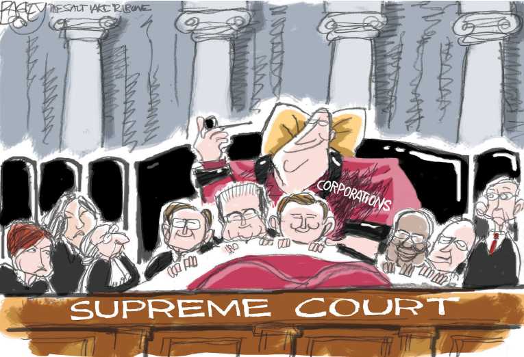 Political/Editorial Cartoon by Pat Bagley, Salt Lake Tribune on Big Money Wins Again