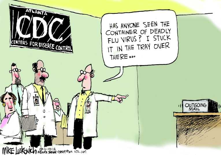 Political/Editorial Cartoon by Mike Luckovich, Atlanta Journal-Constitution on Flu Season Arrives