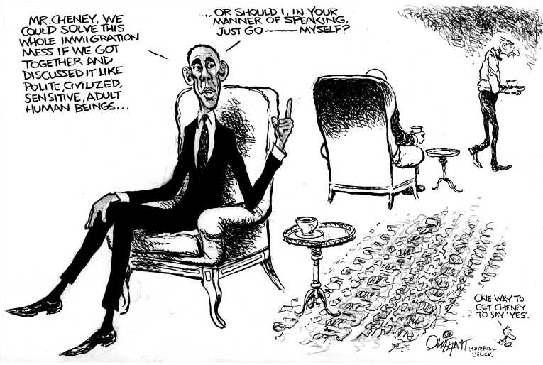 Political/Editorial Cartoon by Pat Oliphant, Universal Press Syndicate on Obama Promises Hope and Change