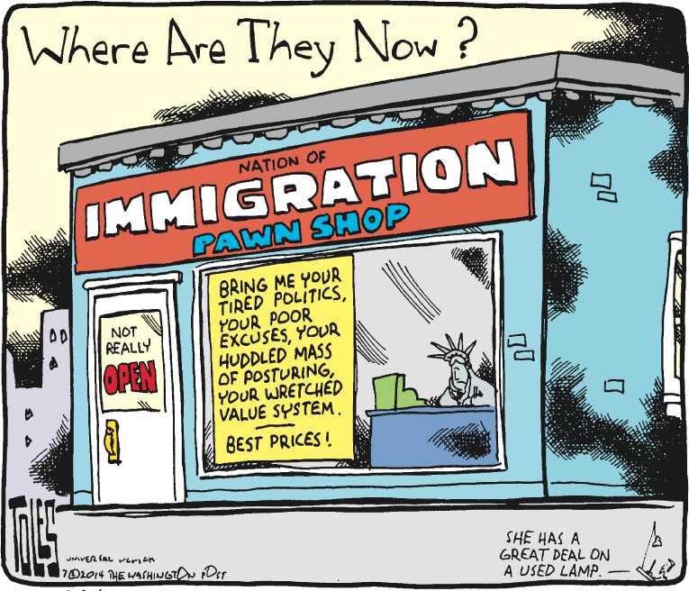 Political/Editorial Cartoon by Tom Toles, Washington Post on Crisis at Border Escalates