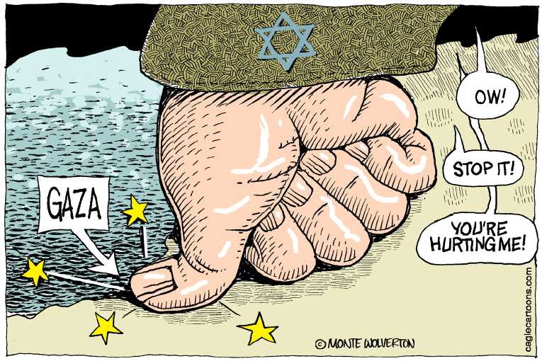 Political/Editorial Cartoon by Monte Wolverton, Cagle Cartoons on 192 Palestinians killed, 1400 injured