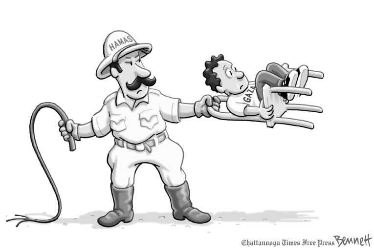 Political/Editorial Cartoon by Clay Bennett, Chattanooga Times Free Press on 1000 Dead in Gaza