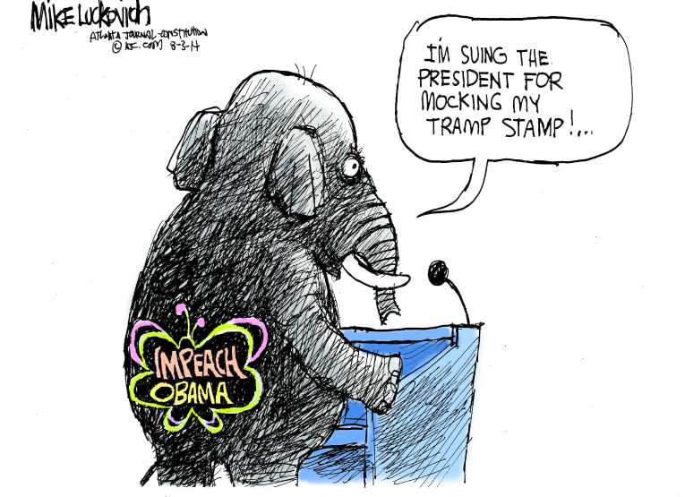 Political/Editorial Cartoon by Mike Luckovich, Atlanta Journal-Constitution on GOP Unhappy With President