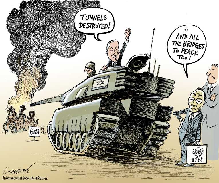 Political/Editorial Cartoon by Patrick Chappatte, International Herald Tribune on Cease Fire Holding