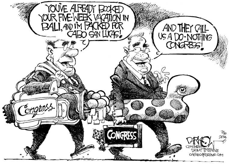 Political/Editorial Cartoon by John Darkow, Columbia Daily Tribune, Missouri on Congress Takes Another Vacation