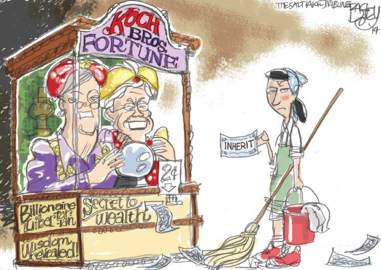 Political/Editorial Cartoon by Pat Bagley, Salt Lake Tribune on Middle Class Looking Ahead